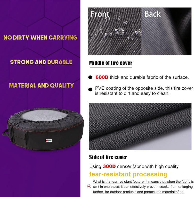 Rosefray Seasonal Tire Totes, Spare Tire Cover, Portable Winter Wheel, Handle for Easy Transportation, Fits Tires Tire Diameters 21” to 31.5”, Set of 4 Bags Black - Image 2